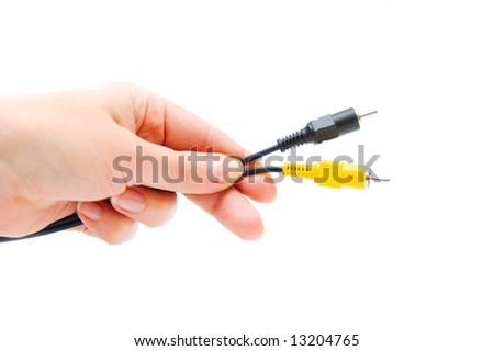 Audio/video RCA connection plug in hand