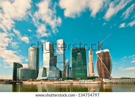 MOSCOW, RUSSIA - APR 08: The Moscow International Business Center, Moscow-City on April 08, 2013 in Moscow, Russia. Moscow-City area is currently under development.