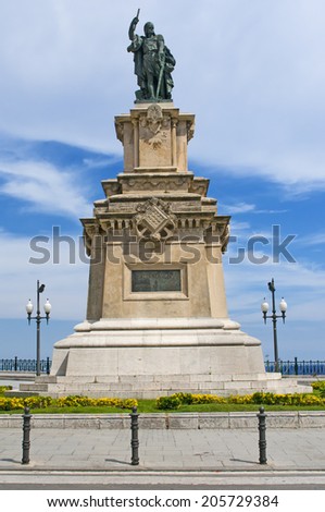 TARRAGONA, SPAIN - JUNE 13, 2014: Monument Roger de Lauria -  Aragonese Admiral in Tarragona