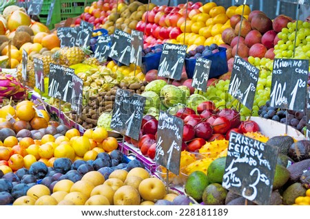 Fruit and vegetables at a farmers market