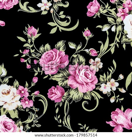 Rose Fabric background, Fragment of colorful retro tapestry textile pattern with floral ornament useful as background