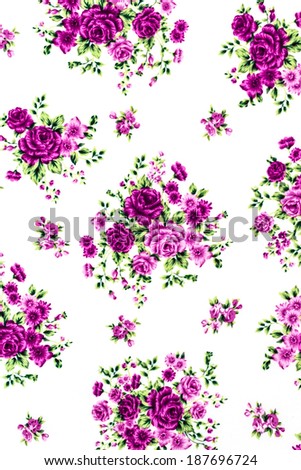 Purple Rose Fabric background, Fragment of colorful retro tapestry textile pattern with floral ornament useful as background.