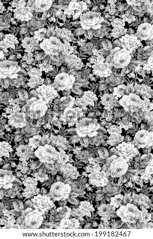 Gray rose fabric background, Fragment of colorful retro tapestry textile pattern with floral ornament useful as background.