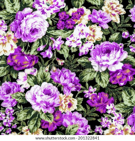 rose fabric background, Fragment of colorful retro tapestry textile pattern with floral ornament useful as background. purple rose.