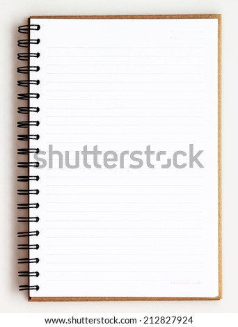 Opened recycle note book on white background