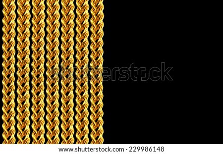 Gold chain necklace isolated on black, closeup , for background