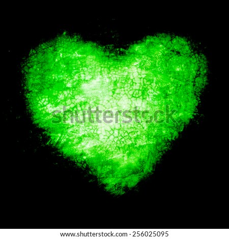 Grunge frame , heart shape green color, Valentines Day.