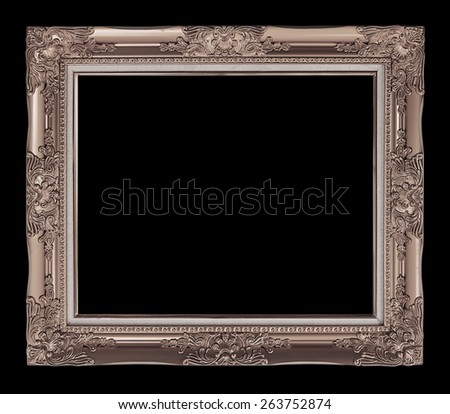 antique brown frame isolated on black background, clipping path