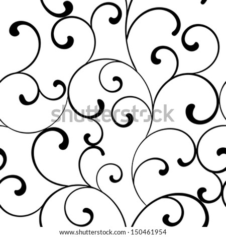 Seamless Pattern With Black Swirls On A White Background