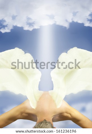 angel wings in sky with clouds