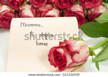 flowers and Mother\'s Day card