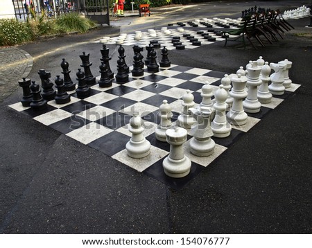Oversized chess set in a park in Geneva, Switzerland