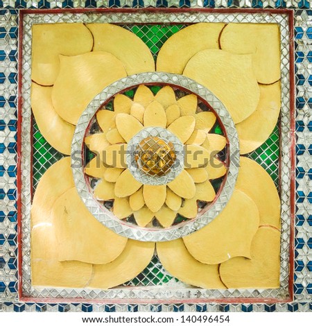 thai art pattern yellow lotus wall