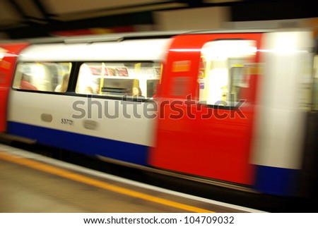 View of the underground in motion in London.