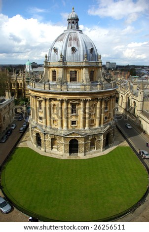 Aerial view of the Radcliffe library in Oxford (UK).