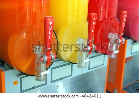 View of a colorful machine making frozen drinks