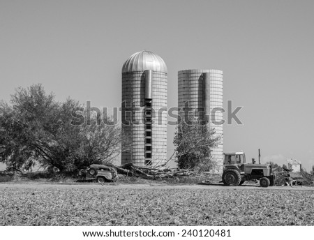 OLD GRAIN SILO ON A FARM IN COLORADO