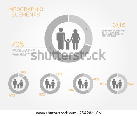 family infographic elements pie chart population people marriage pictogram vector template