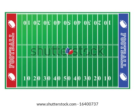 stock vector : Illustration of a football field, with red and blue end zones