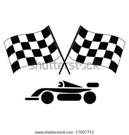 Vintage Stock  Auto Racing on Vector Illustration Of A Pair Of Checkered Flags And Racing Car  For