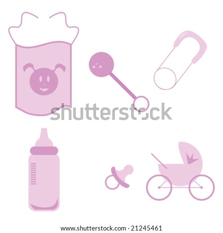 baby girl clip art. different aby girl icons