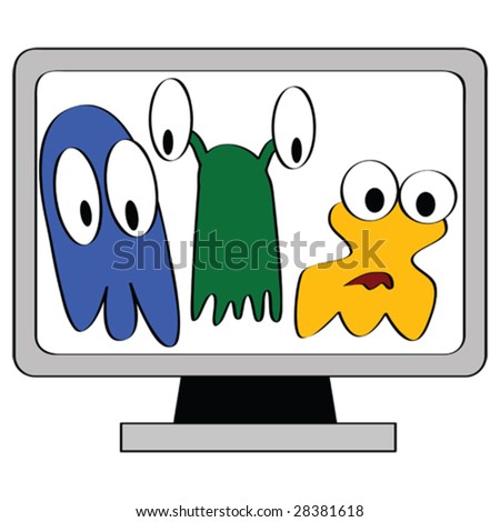 computer viruses cartoon. computer viruses cartoon. stock vector : Cartoon vector