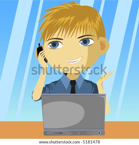 A guy making call to customer or answering customer call.
