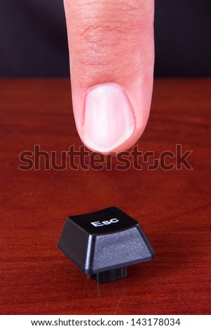 Index finger pointing ESC key.