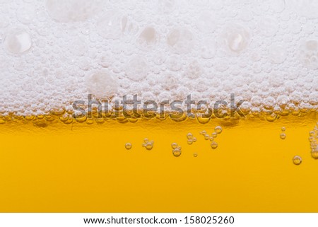 Close up, macro view of droplets, beer bubbles.
