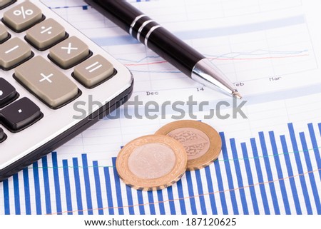 Close up view of financial data chart graphs and analysis.