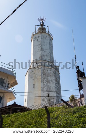 Close up detailed outside view of Rumeli Lighthouse built in 1856 by French people.