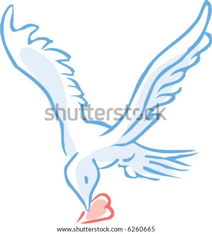 stock vector vector peace dove holding a heart in its beak