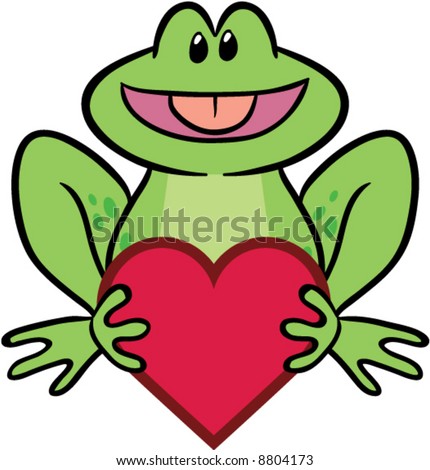 stock vector : cute frog with valentine heart vector illustration