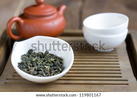 Traditional chinese tea ceremony accessories (green tea)