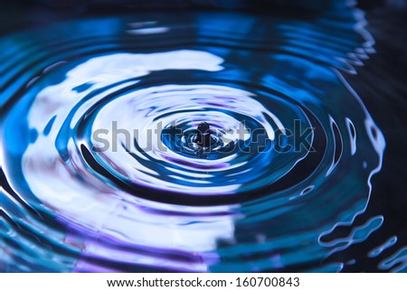 Photo art, Water drop falling into the water, colorful background