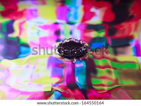 Photo art, splash like a crown, colorful background (red, yellow, blue and green)