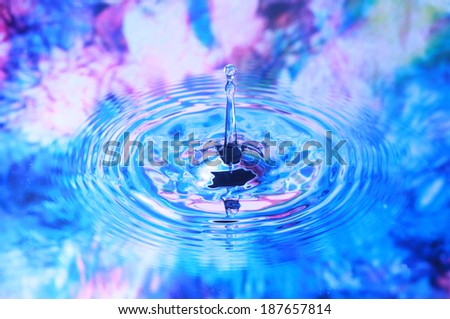 Photo art, Water drop and circles on on the water, colorful background