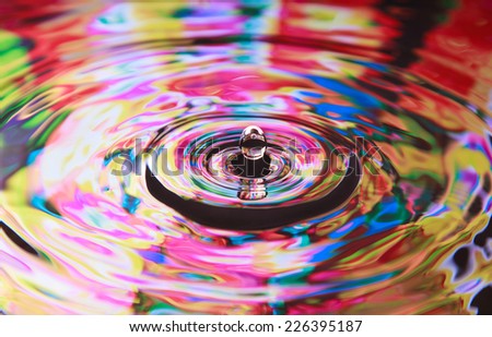 Photo art, Water drop and circles on the water, colorful background
