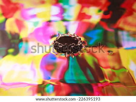 Photo art, splash like a crown, colorful background, selective focus