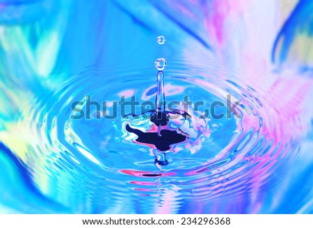 Photo art, Water drop and circles on on the water, colorful background