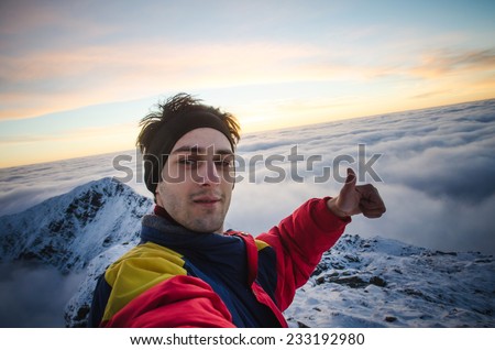 Mountain selfie in winter time
