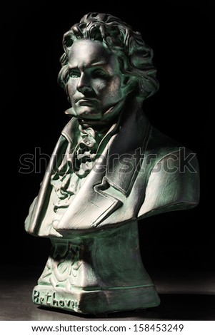 Beethoven Sculpture On Black Background