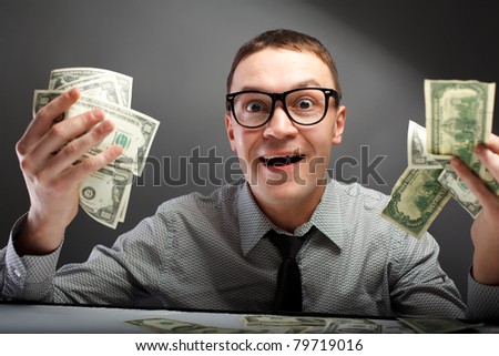 Happy man with money