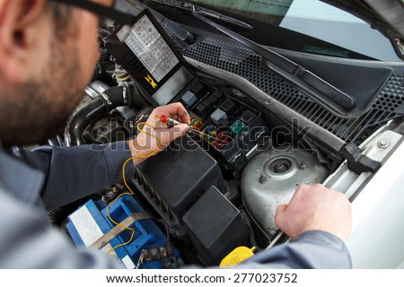 Car electric repair,  Repair of electrical wiring in the car.