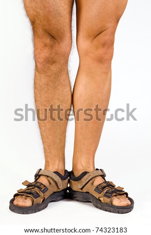 man with a half-shaven legs