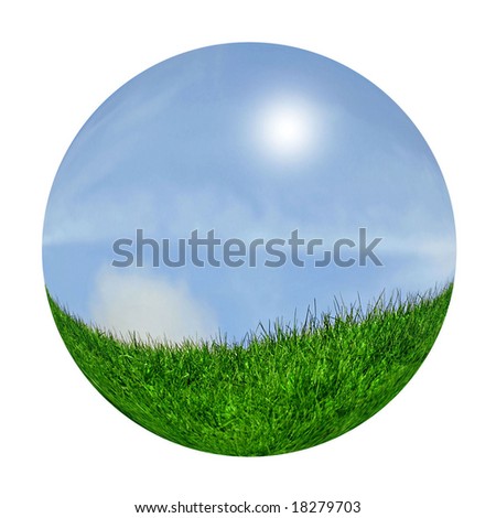 shining orb with grass and blue sky