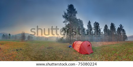 Camp in spring morning