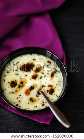 Traditional Turkish Yoghurt and Dry Mint Soup
