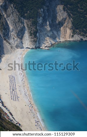 Beautiful, world famous Myrtos Beach on the Greek island of Kefalonia.