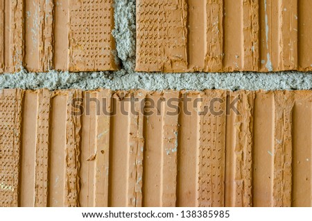 Detail of raw brick wall.
